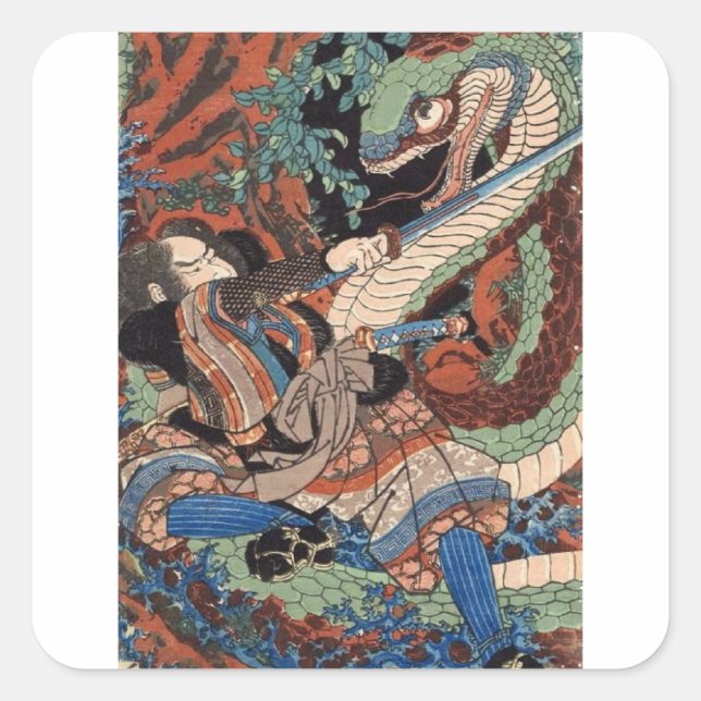 SAMURAI KILLING A HUGE SNAKE STICKER (Front)