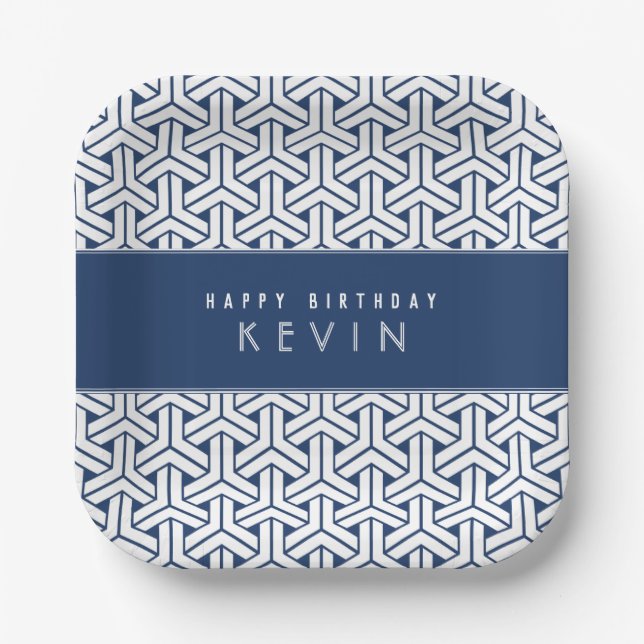 Samurai Kimono Pattern Personalised Birthday  Paper Plate (Front)