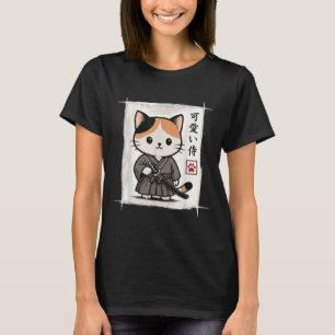 Samurai Kitten Japanese Anime Kawaii Funny Cat Men T-Shirt