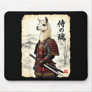 Samurai Llama Japanese Art Vintage Alpaca Funny An Mouse Pad