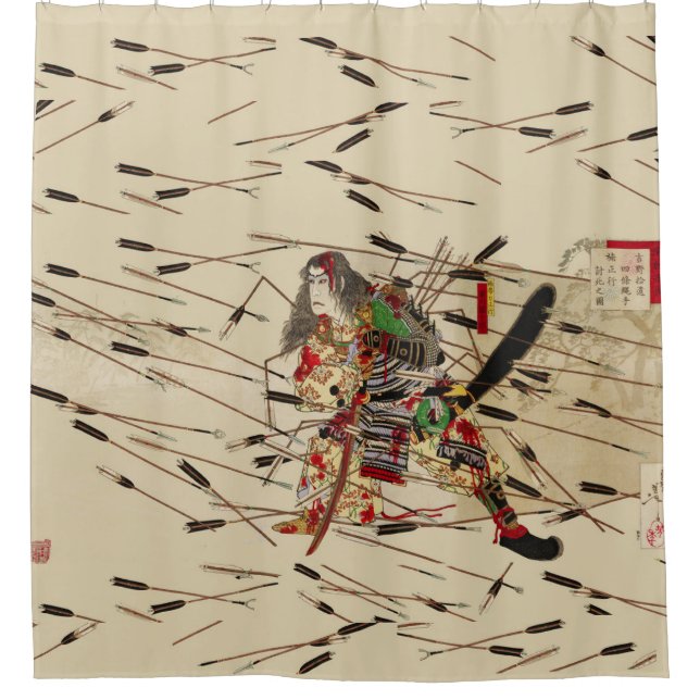 SAMURAI MASATSURA IS FIGHTING IN SHOWER OF ARROWS SHOWER CURTAIN (Front)
