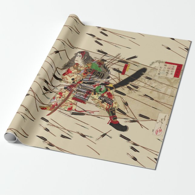 SAMURAI MASATSURA IS FIGHTING IN SHOWER OF ARROWS WRAPPING PAPER (Unrolled)