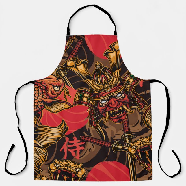 Samurai mask Japanese pattern. Apron (Front)