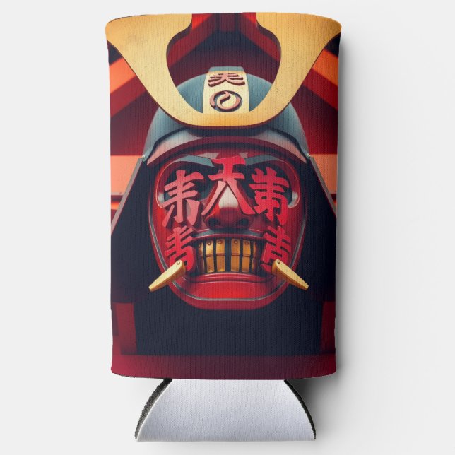 Samurai mask seltzer can cooler (Front)