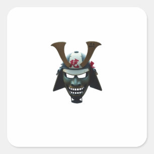 Samurai mask square sticker