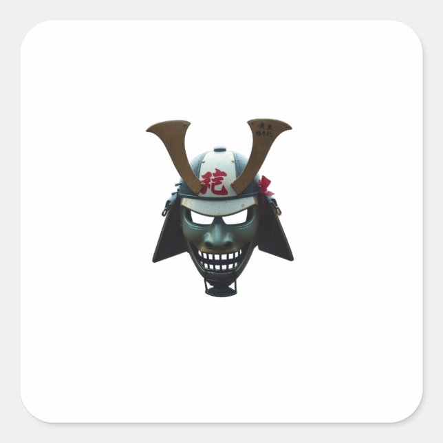 Samurai mask square sticker (Front)
