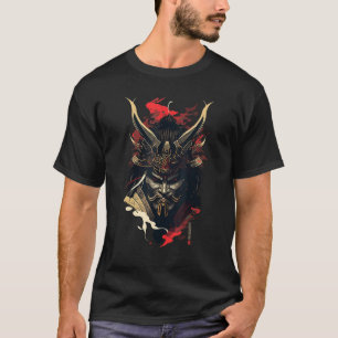 Samurai Mask Traditional Japanese Warrior Sword Re T-Shirt