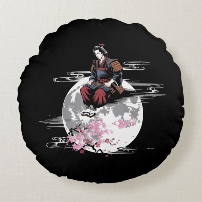 Samurai Moon  Round Cushion (Front)