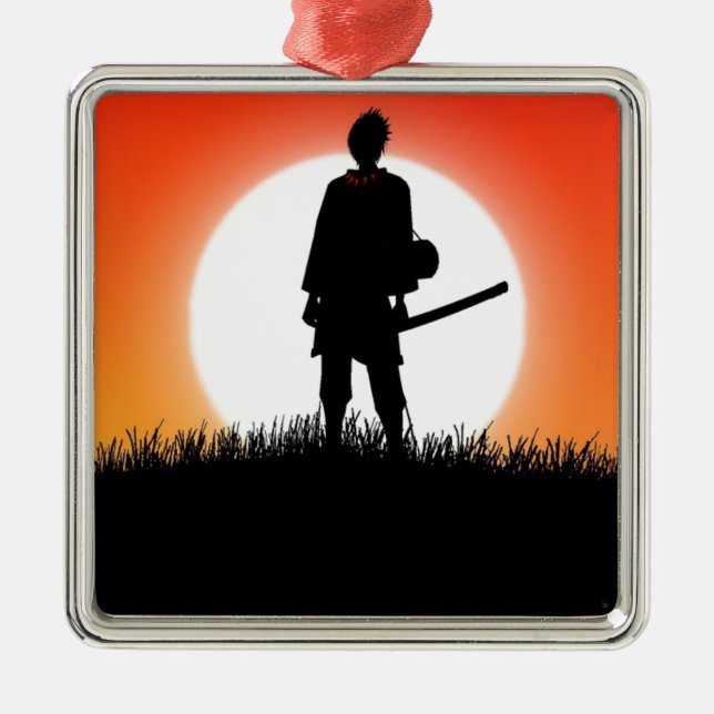 Samurai, Ninja - Japanese Warrior Metal Tree Decoration (Front)