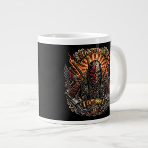Samurai Oni Biker,Live To Ride Est 1969 Route 66 Large Coffee Mug