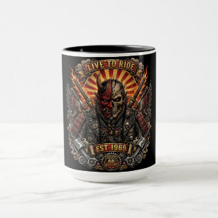 Samurai Oni Biker- Live To Ride Est 1969 Route 66 Mug