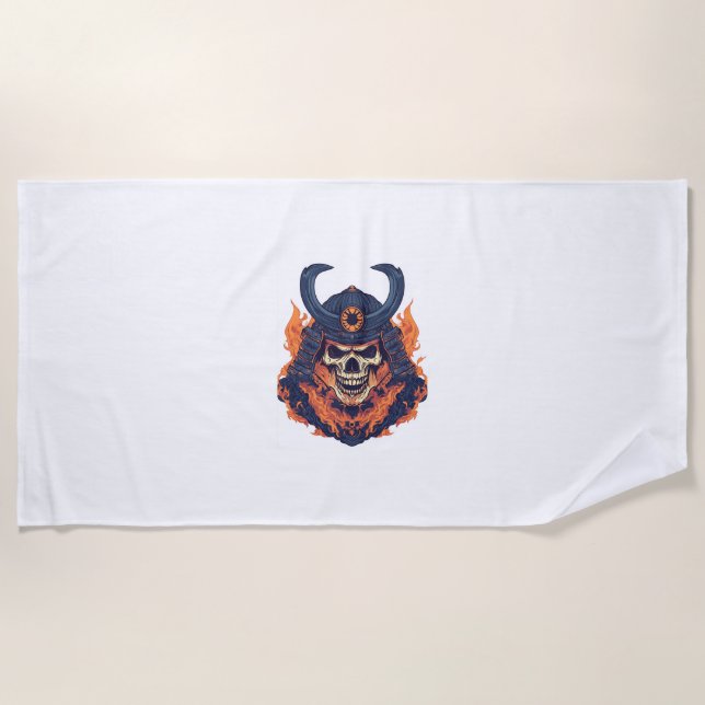 Samurai Oni Skull Beach Towel (Front)