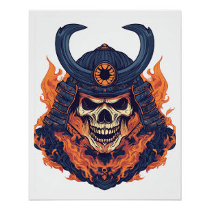 Samurai Oni Skull Poster