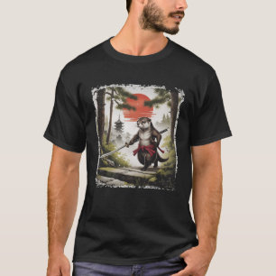 Samurai Otter With Sword In Japanese Vintage Style T-Shirt