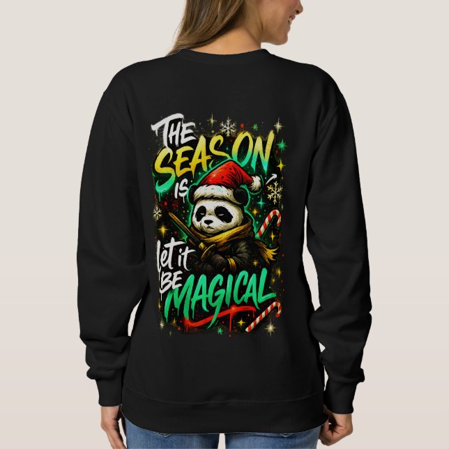 Samurai Panda Girls' Magical christmas Street styl Sweatshirt (Back)