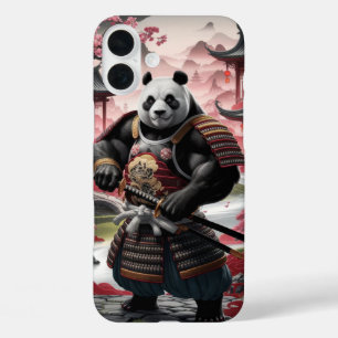 Samurai Panda in Traditional Chinese Landscape iPhone 16 Plus Case