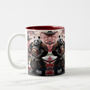 Samurai Panda in Traditional Chinese Landscape Two-Tone Coffee Mug
