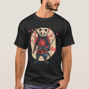 Samurai Panda Sakura Tree Japanese Warrior Drawing T-Shirt