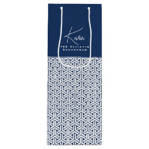 Samurai Pattern Personalised Groomsman Wine Gift Bag