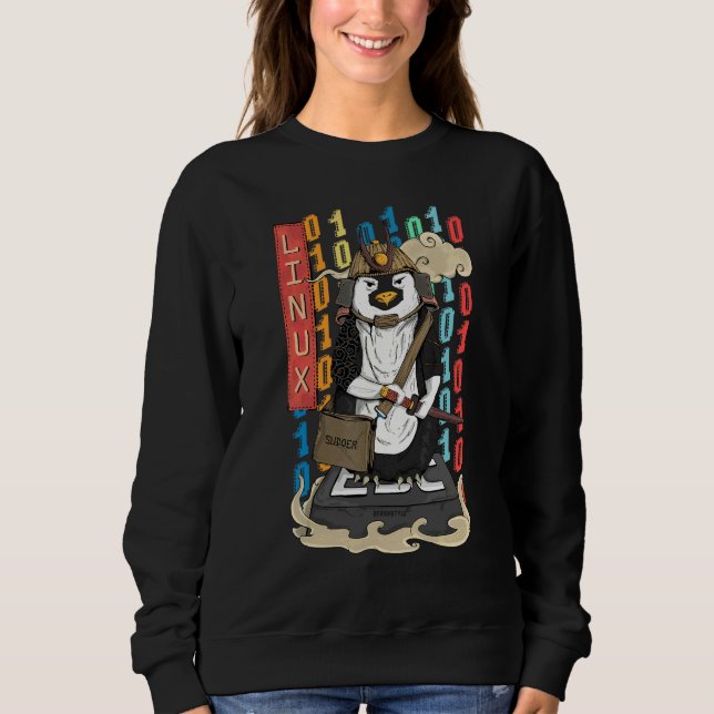 Samurai Penguin  A Linux Penguin Sweatshirt (Front)