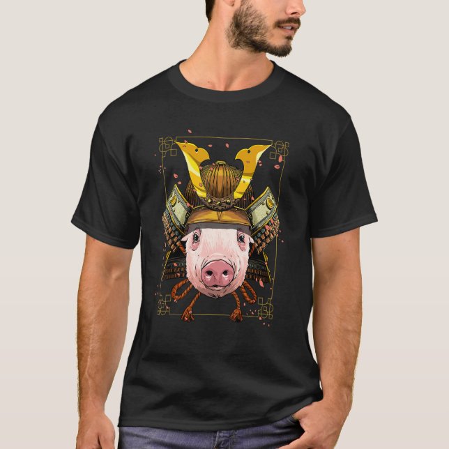 Samurai Pig Farmer Japanese Warrior Bushido Japane T-Shirt (Front)