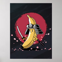 Samurai Pixel and Banana Artwork