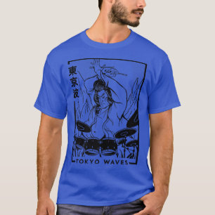 Samurai Playing Drums Japanese Futurism Japan Art T-Shirt