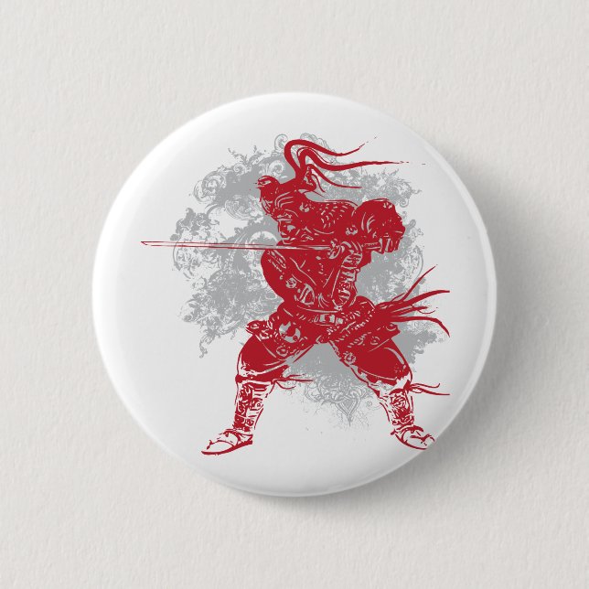 Samurai Pose 6 Cm Round Badge (Front)