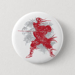 Samurai Pose 6 Cm Round Badge
