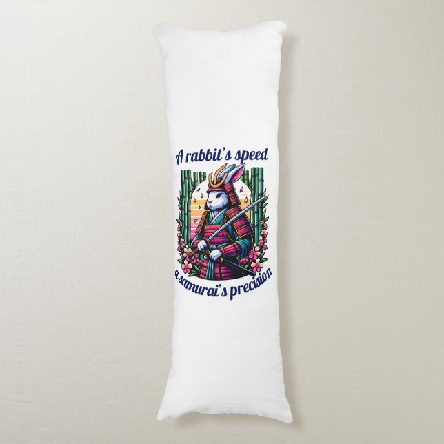 Samurai Rabbit in Bamboo Grove Body Cushion (Front Vertical)