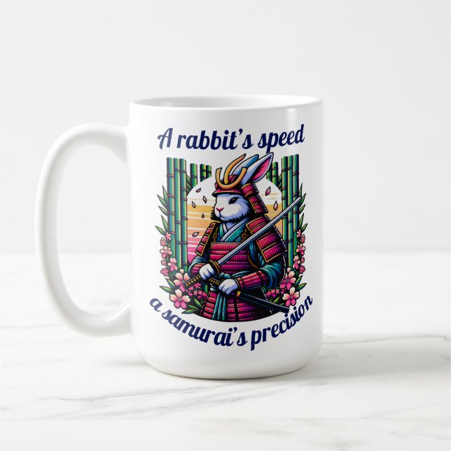 Samurai Rabbit in Bamboo Grove Coffee Mug (Left)
