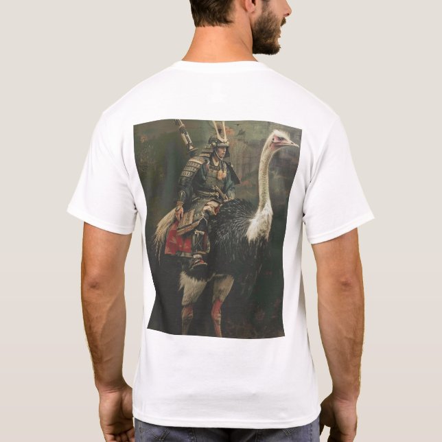 Samurai Riding Ostrich in Jean Fouquet Art T-Shirt (Back)
