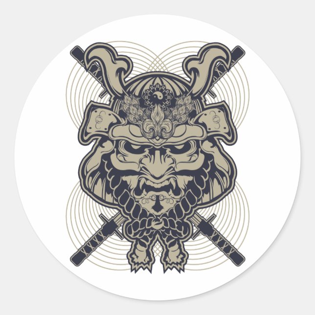 Samurai Rising Classic Round Sticker (Front)