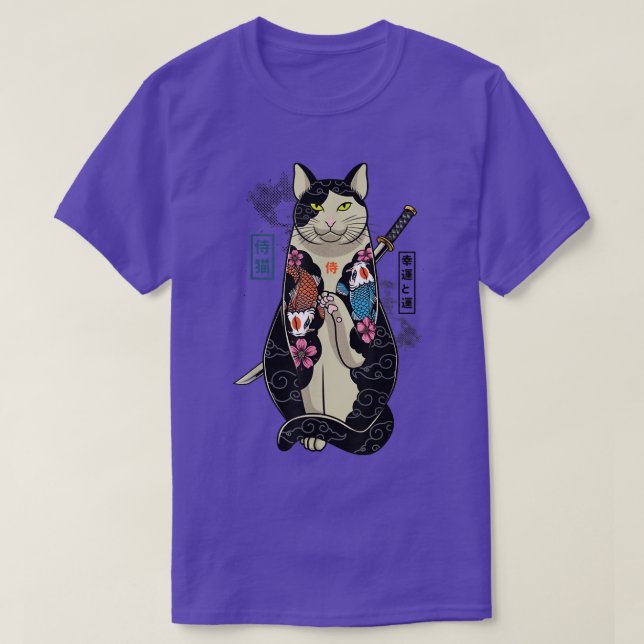 Samurai , Samurai Cat  maneki neko ,Cat Japan  T-Shirt (Design Front)