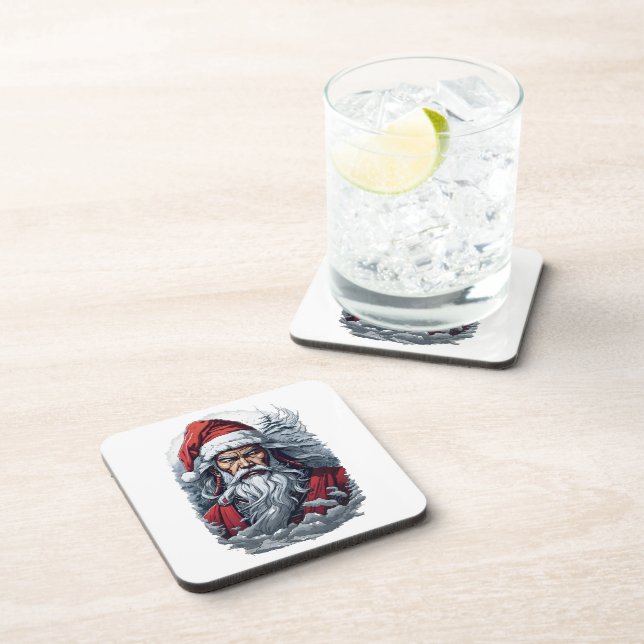 Samurai Santa Warrior Christmas Art Gift  Coaster (Right Side)