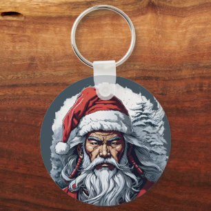 Samurai Santa Warrior Christmas Art Gift  Key Ring