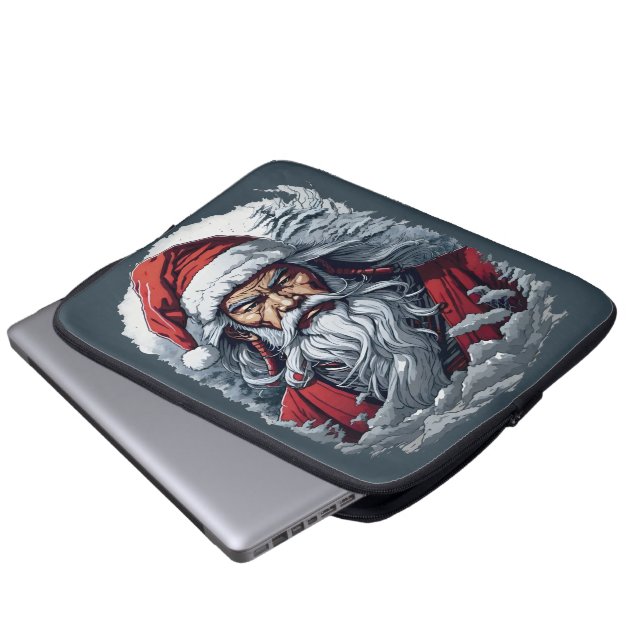 Samurai Santa Warrior Christmas Art Gift  Laptop Sleeve (Front Bottom)