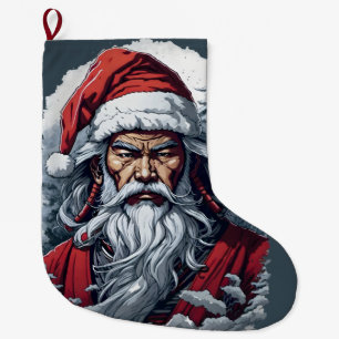 Samurai Santa Warrior Christmas Art Gift Large Christmas Stocking