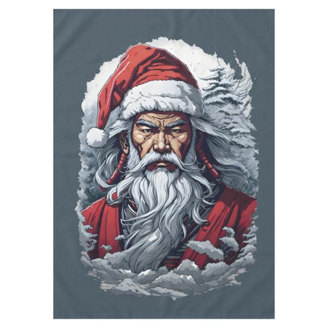 Samurai Santa Warrior Christmas Art Gift  Tablecloth (Front)