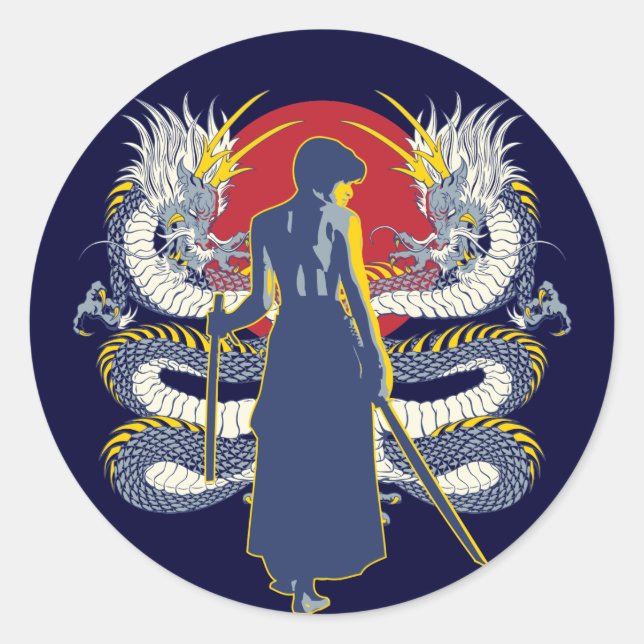 Samurai Seven Classic Round Sticker (Front)
