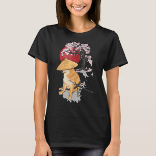 Samurai Shiba Inu Dog Japanese Cherry Blossom Saku T-Shirt