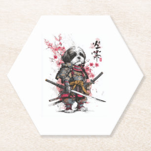 Samurai Shih Tzu � Epic Warrior Dog Paper Coaster