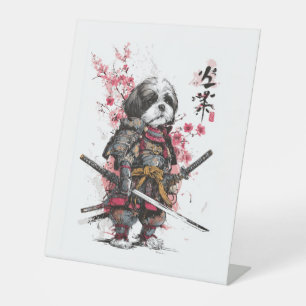 Samurai Shih Tzu – Epic Warrior Dog Pedestal Sign