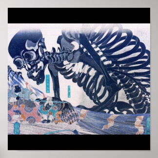 Samurai, Skeleton Painting circa 1800's Poster