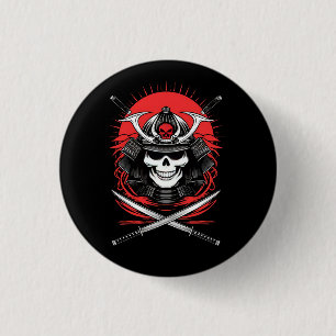 Samurai Skull Rising Sun Warrior Art 3 Cm Round Badge