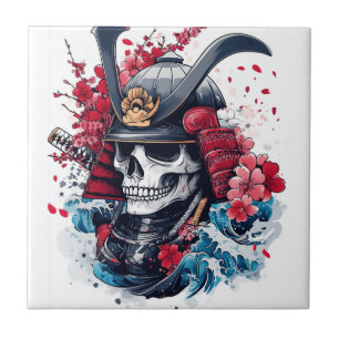Samurai Skull Warrior Ceramic Tile