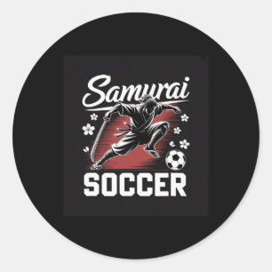 Samurai Soccer Warrior Spirit Footbyll Katana Blad Classic Round Sticker