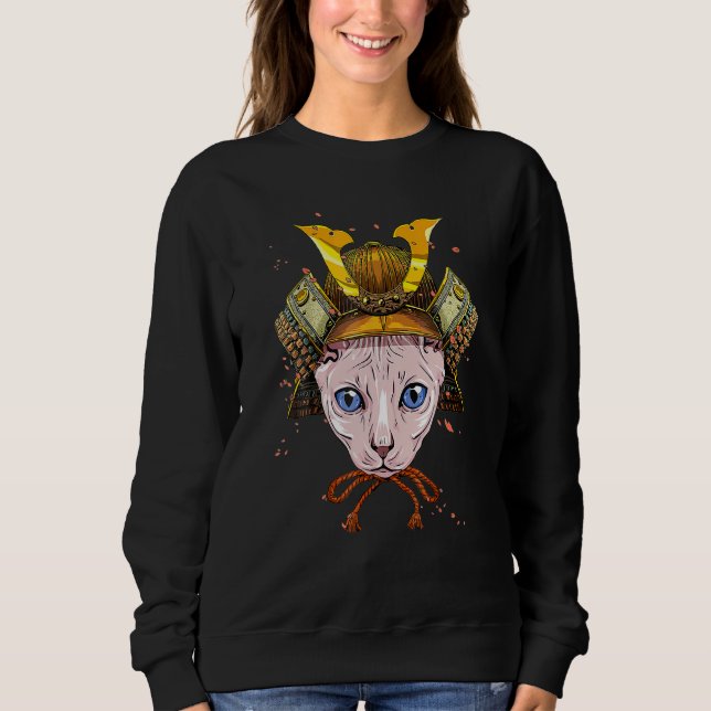 Samurai Sphynx Cat Warrior Samurai Cat Sweatshirt (Front)