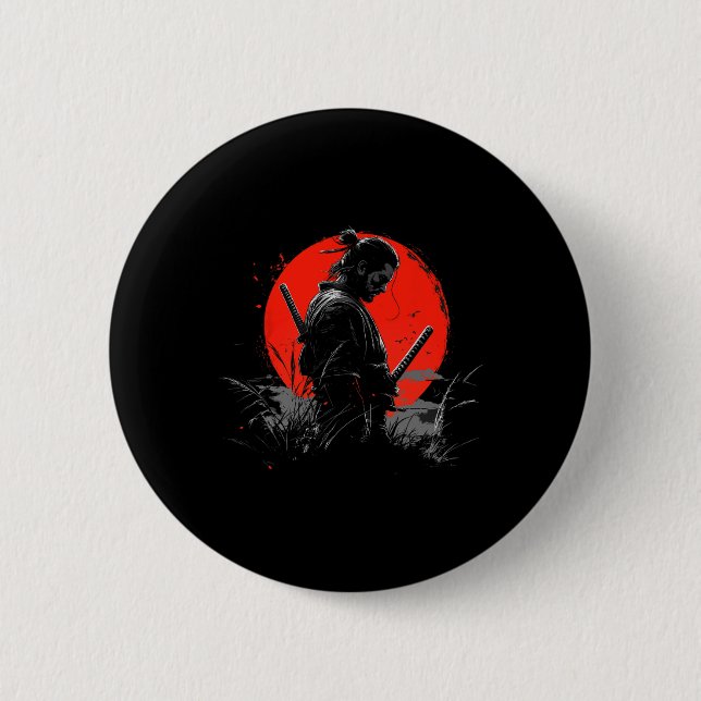 Samurai Spirit Graphic Modern Warrior's  6 Cm Round Badge (Front)