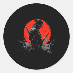 Samurai Spirit Graphic Modern Warrior's Classic Round Sticker